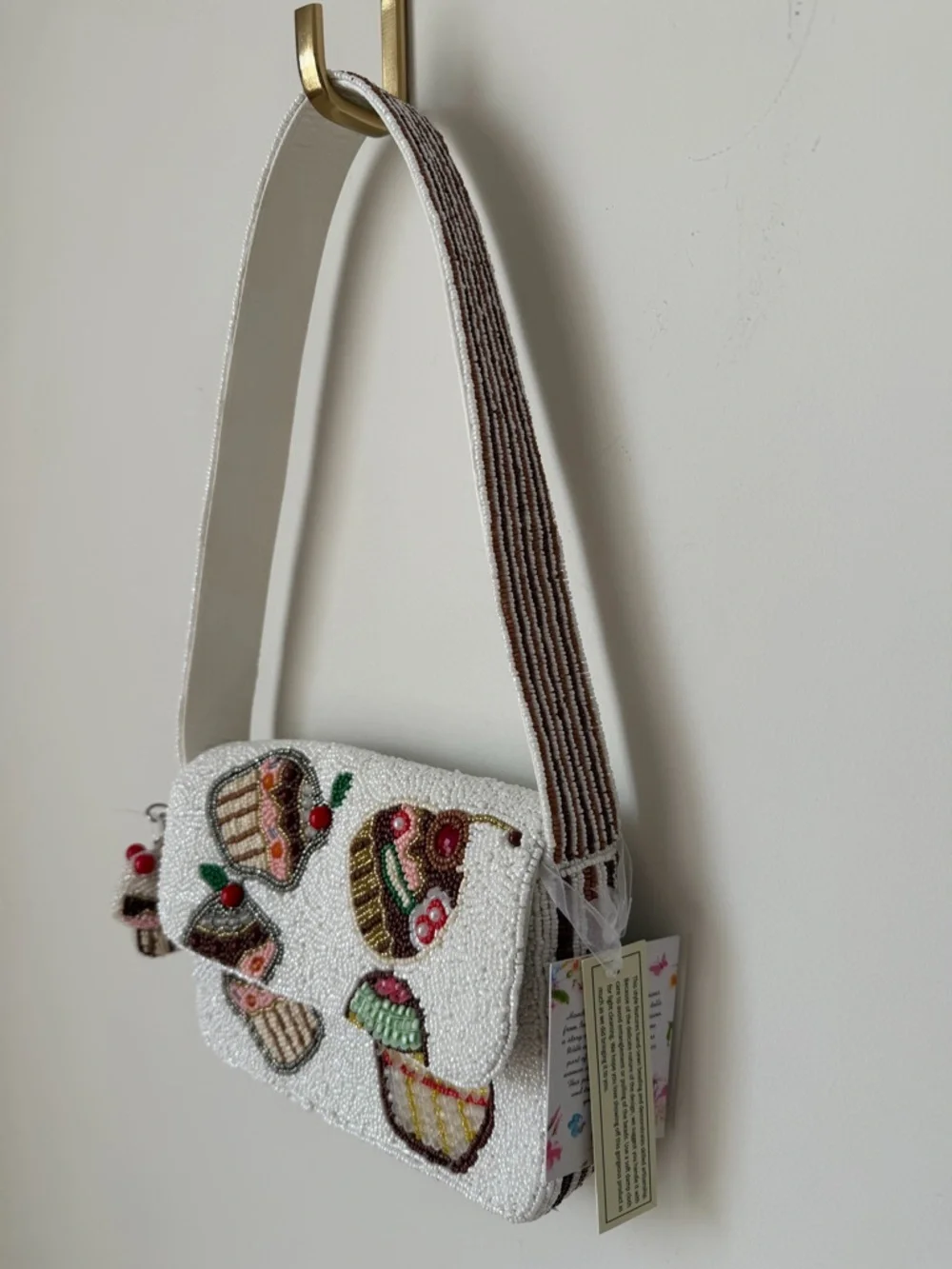 Viral Beaded Cupcake Shoulder Bag with beaded charm